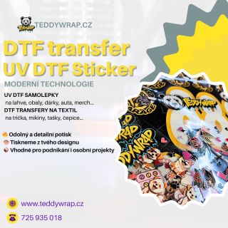 🎉 Novinka u nás! 🎉 Nabízíme UV DTF samolepky a DTF transfery na textil – tiskneme na míru z tvého designu pomocí moderních...